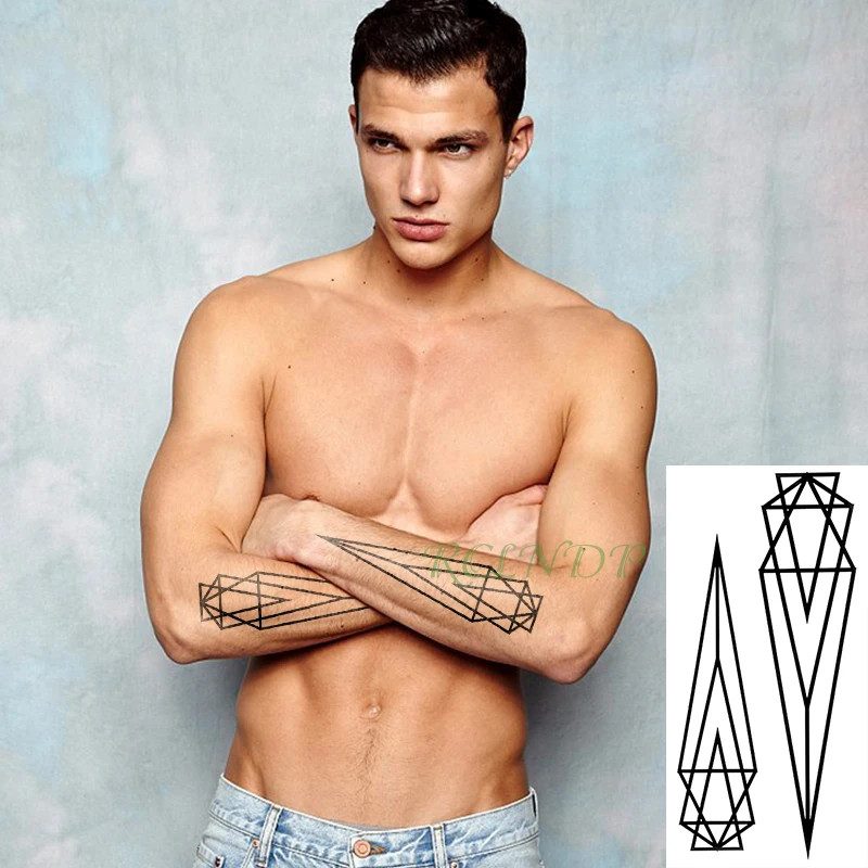 Водостойкая Временная тату наклейка линия поддельные флэш задняя нога Abdo