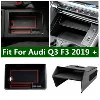 black interior accessories fit for audi q3 f3 2019 2020 2021 car armrest sort out storage box multifunction tray plastic
