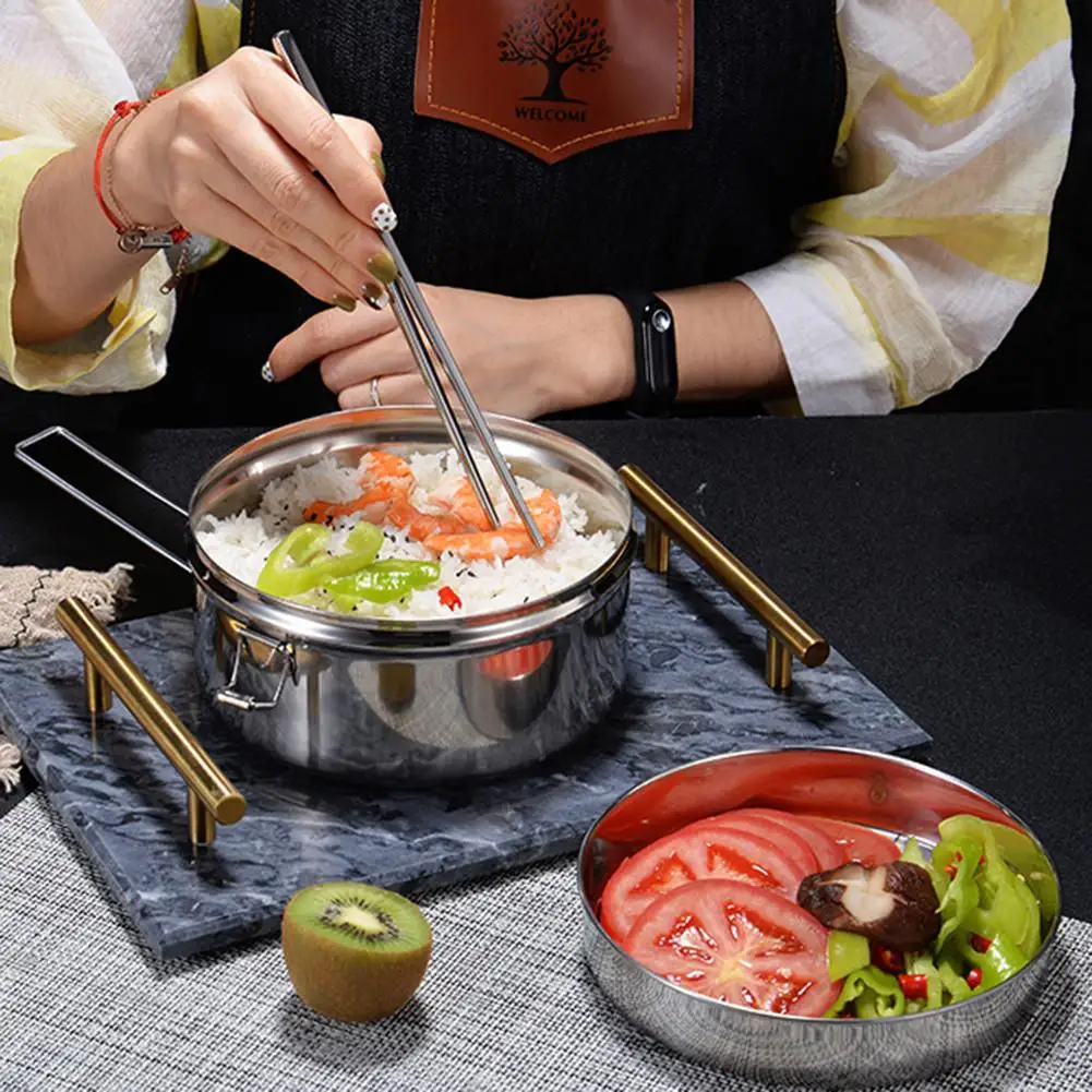 Многоцелевой 304 Ланч-бокс из нержавеющей стали двухслойная Изолированная миска