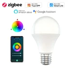 10 Вт Zigbee 3,0 умная Светодиодная лампа RGBW E27 светильник для Tuya Smart Life APP Автоматизация работы с Alexa Google Home Smartthings