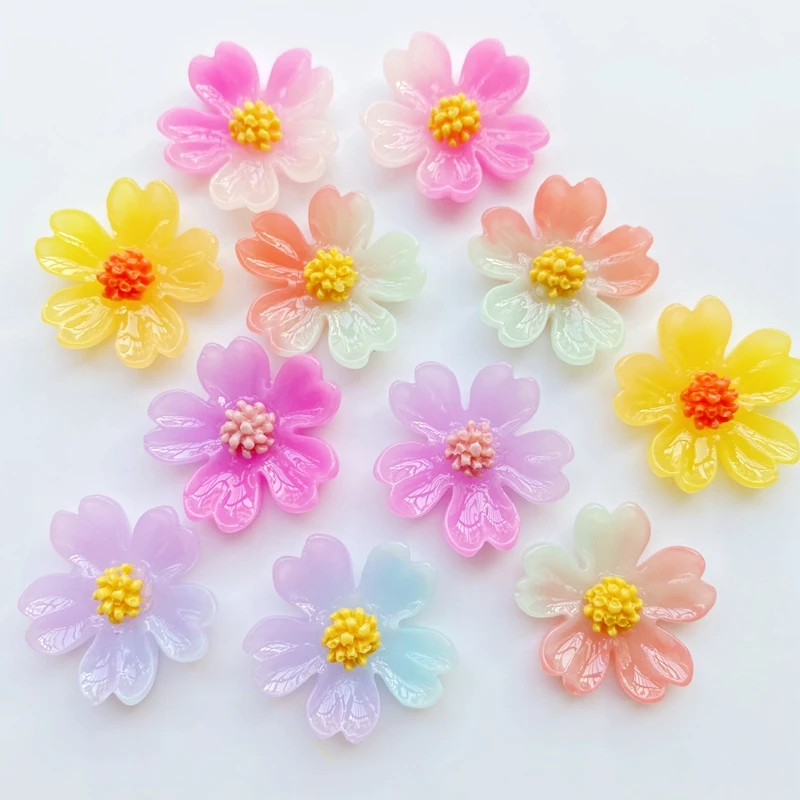 20 шт новые смолы милые смешанные двухцветные цветы с плоской задней стороной