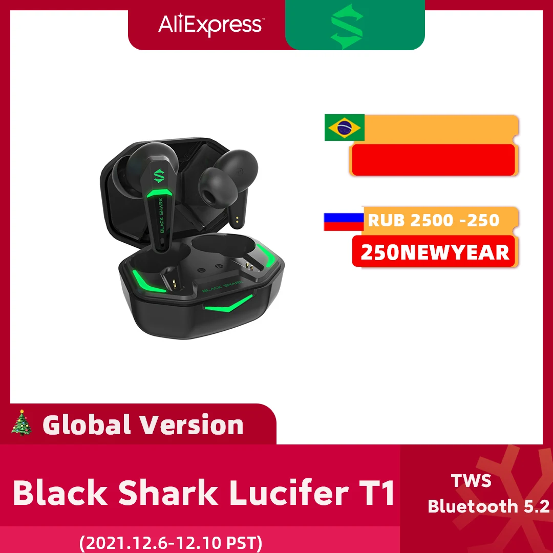 

2021 New Black Shark Lucifer T1 TWS Earphons Bluetooth 5.2Earbuds Game and Music Dual Mode 10mm Speaker Gaming Headset