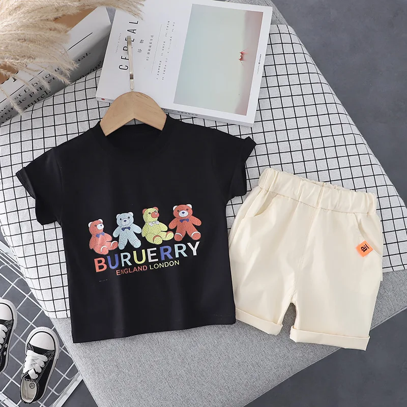 

Summer Toddler Boys Simple and Generous Clothes Sets Baby Girls Cartoon O-neck T-Shirt+Shorts Kids Outfits Infant Casual Clothes