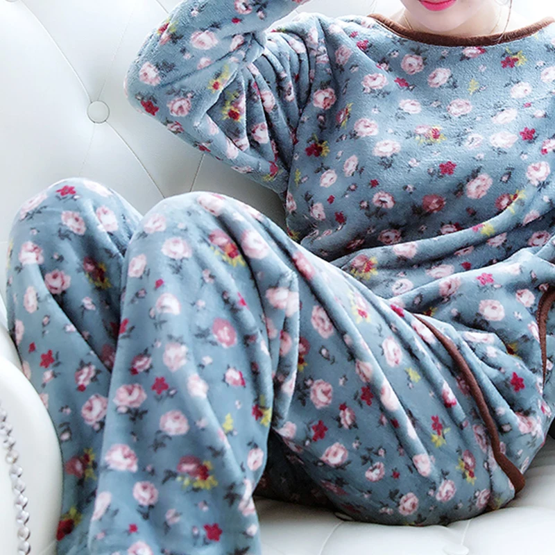 Пижамы для женщин коралловые бархатные пижамы женские зимние милый пижамный