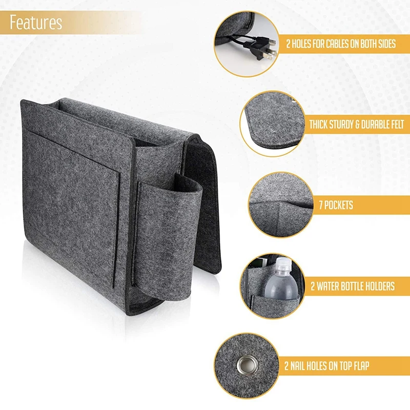 Войлочный прикроватный подвесной органайзер очень большая кровать карманы для