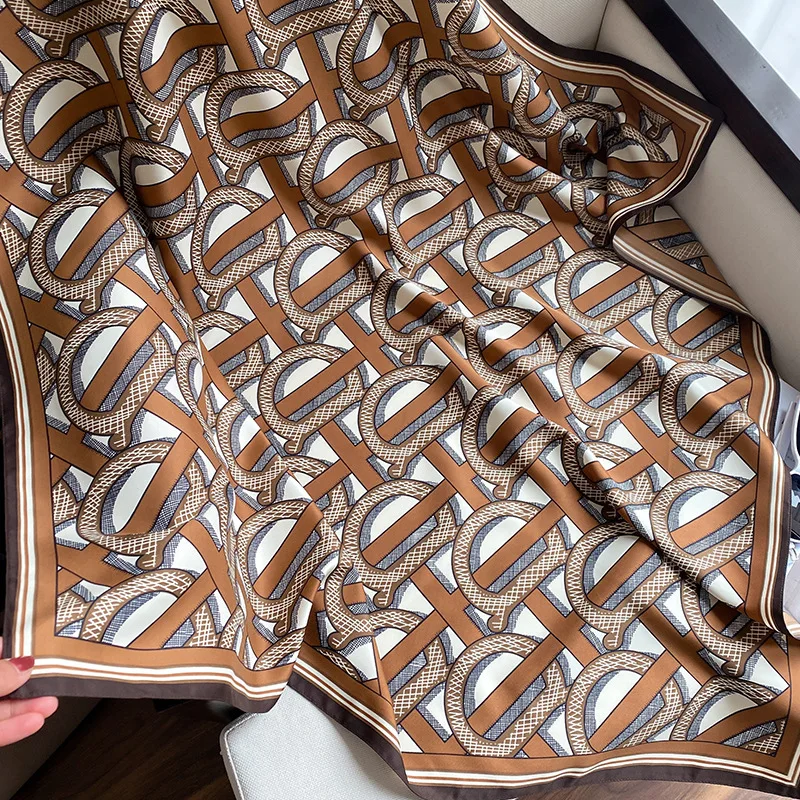 2022 роскошный шарф женский саржа сатин шелк ощущение квадратная обертка для волос