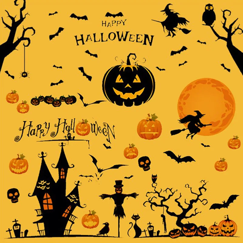 Бесплатная доставка наклейки на Хэллоуин тыква летучая мышь женский призрак