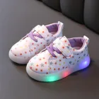 Кроссовки TELOTUNY Детские со светодиодной подсветкой, мягкая подошва, Беговая спортивная обувь, со звездным принтом, для девочек, 2021