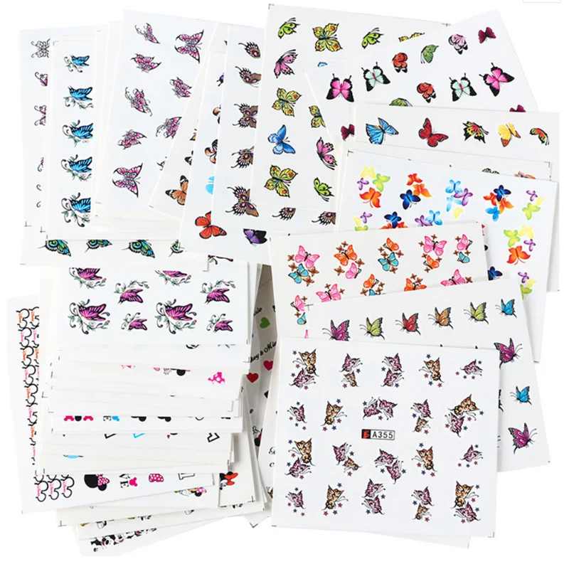 

Flower Butterfly Nail Art 48-50 A Set of Flower Butterfly Watermark Sticker 3D Nail Sticker DIY Applique Art Nail Art Sticker