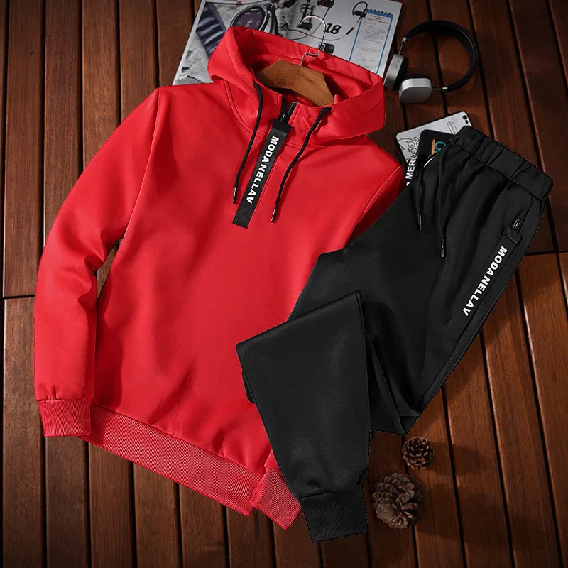 

Men's Sets Long Sleeve Print Joggers Suit Two Piece Pants Sweatshirt+Jogging Coutour Tracksuit Hooded Sweatshirts Male Clothing