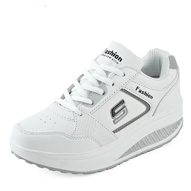 Женские белые кроссовки на платформе Кроссовки танкетке Женская корзина bambas Femme