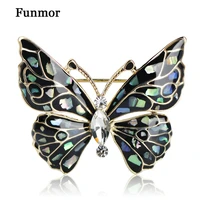 funmor enamel abalone shell butterfly brooches for women kids rhinestone coat collar clip up sweater pendant animal brooch pins