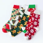 Рождественские носки с изображением снежинки, рождественской елки, оленя, женские забавные носки до икры, мужские носки с принтом дерева, плотные теплые носки для новогоднего подарка