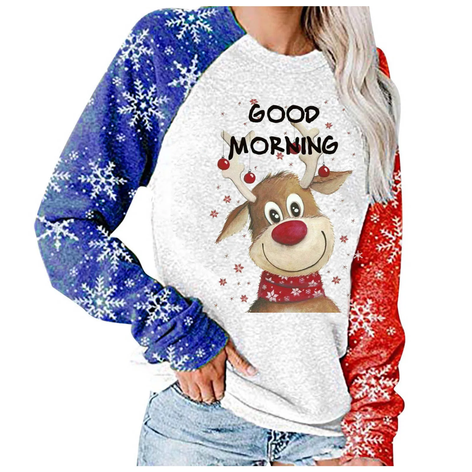 Женские Толстовки 2020 с рождественским принтом свободные женские топы длинным