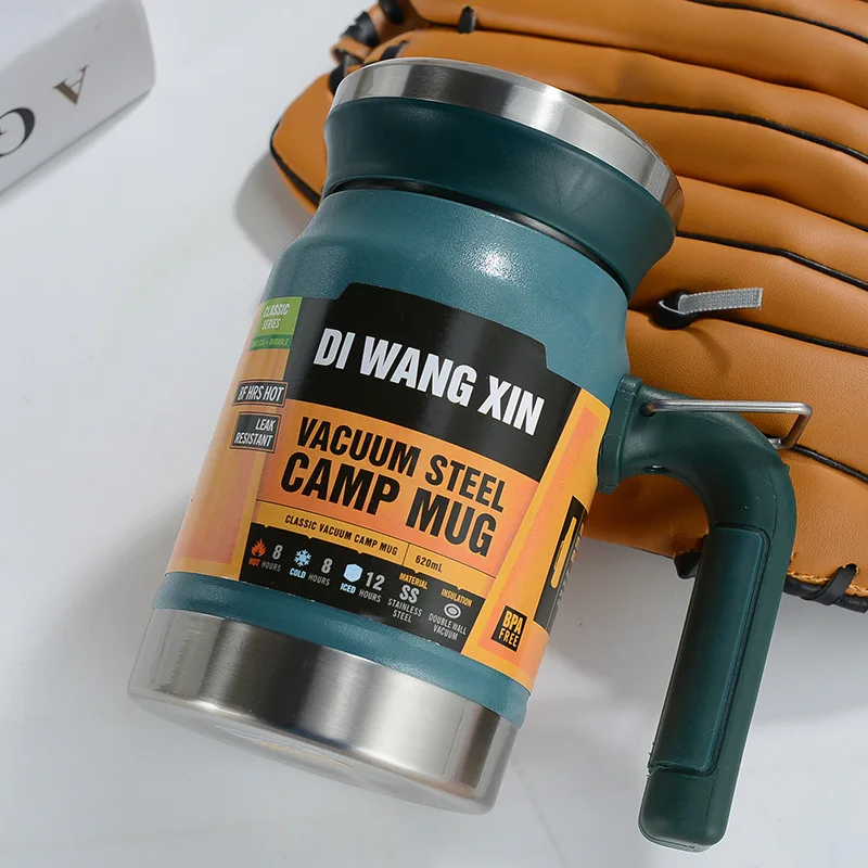

620ml Large Capacity Vacuum Cup with Handle and Belly 304 Stainless Steel Inner for Outdoor Business and Office
