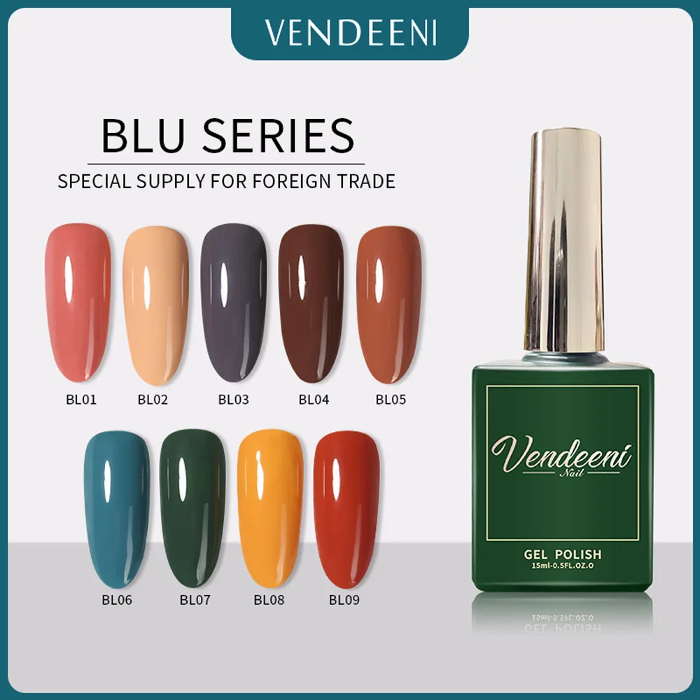 VDN 9 Color 15ml Nail Gel Polish Semi-permanent UV Led Gel Nail Varnish For Manicure Salon Pure Color Nail Art Gel Lacquer