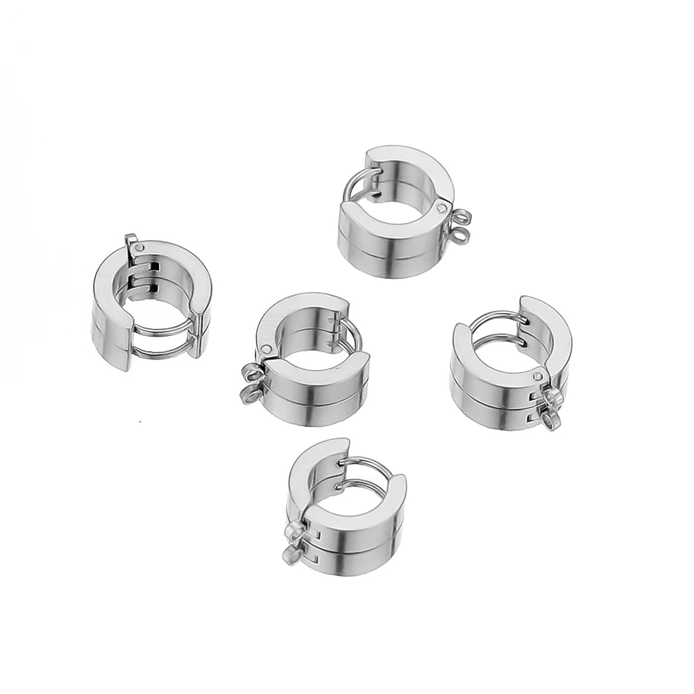 10pcs Stainless Steel Huggie Hoop Earrings Hooks Clips DIY Jewelry Punk Hiphop Making Supplies Accessories Ear Post Components | Украшения
