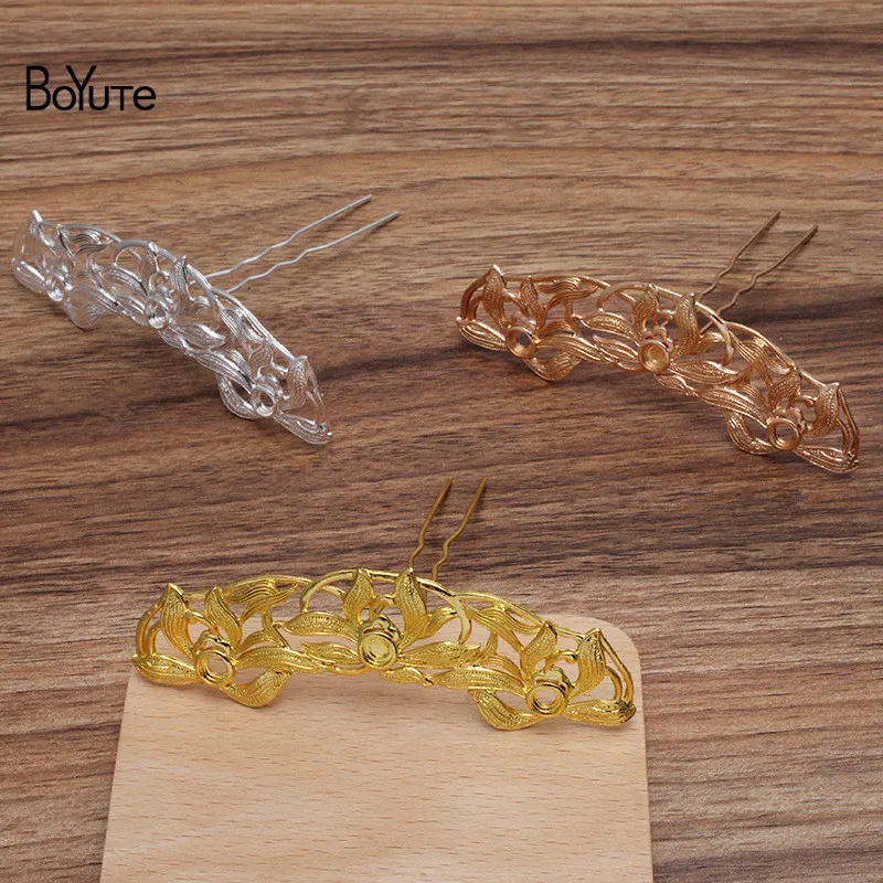 BoYuTe (5 Pieces/Lot) 35*98MM Metal Alloy Flower Hairpin Hair Fork Diy Hand Made Hair Accessories Materials