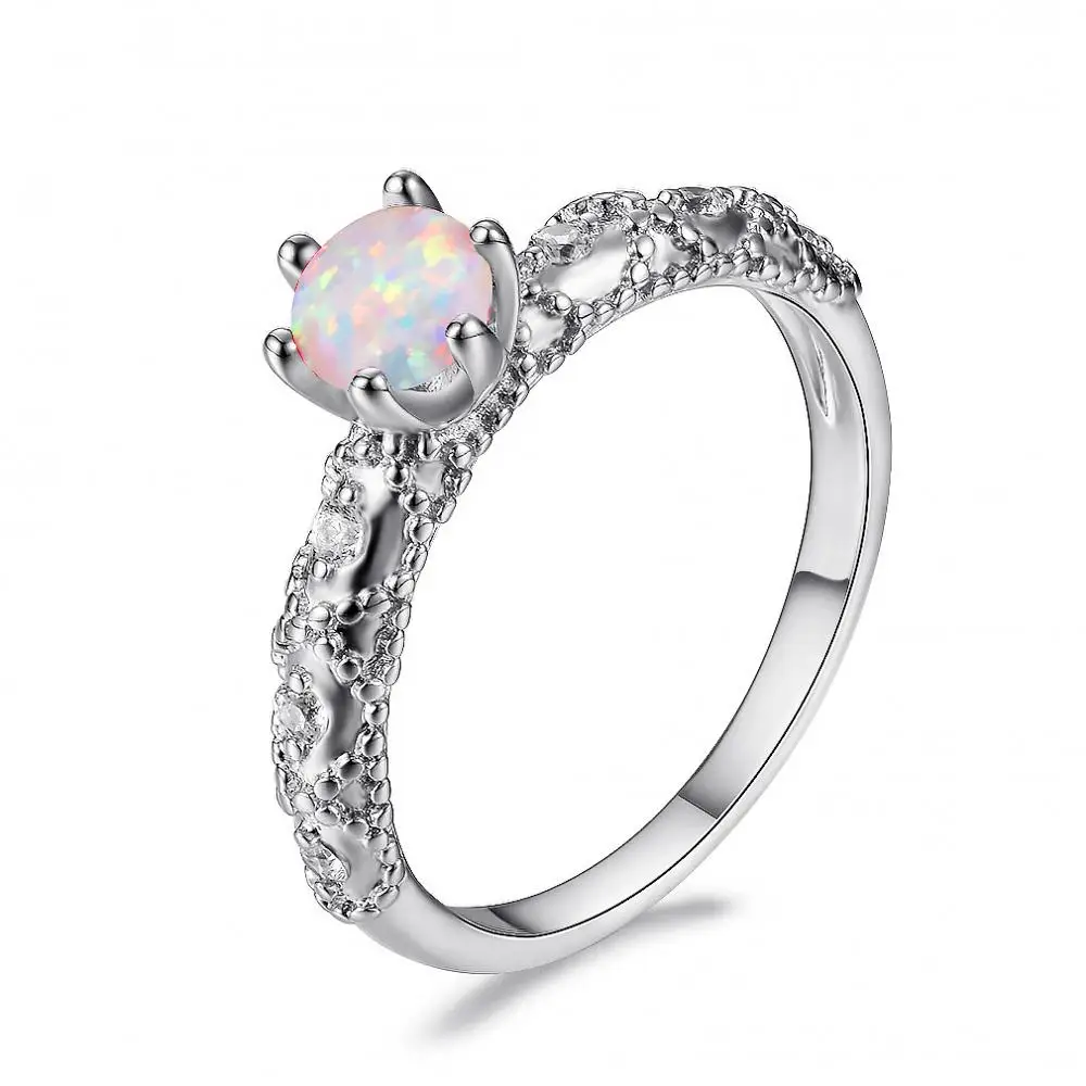 Модное 6 коготь мм Круглое Белое кольцо Orb Ретро женское на палец