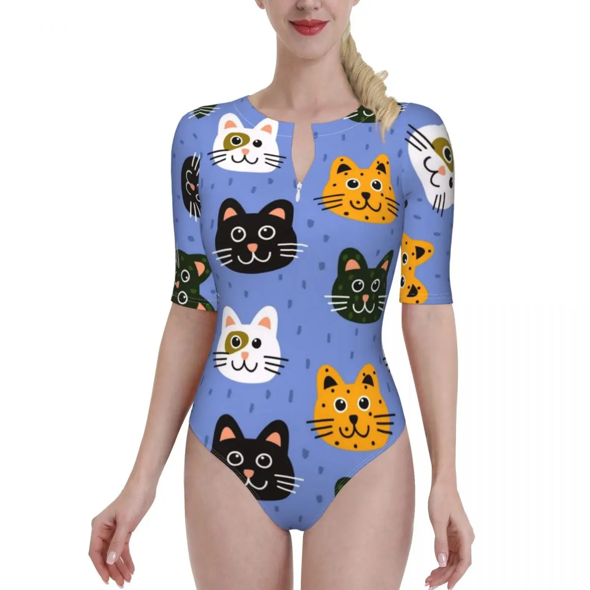 

Sexy bikini summer women's swimsuit ladies mid-sleeve zipper one-piece swimsuit bikini one-piece swimsuit Women's swimsuit