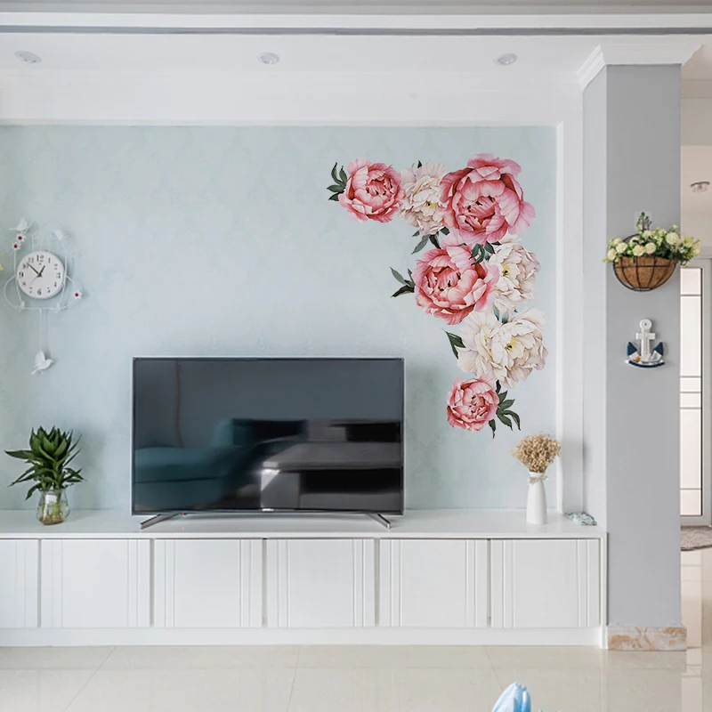 Комбинация цветов пионов 3D Наклейка на стену художественные наклейки для