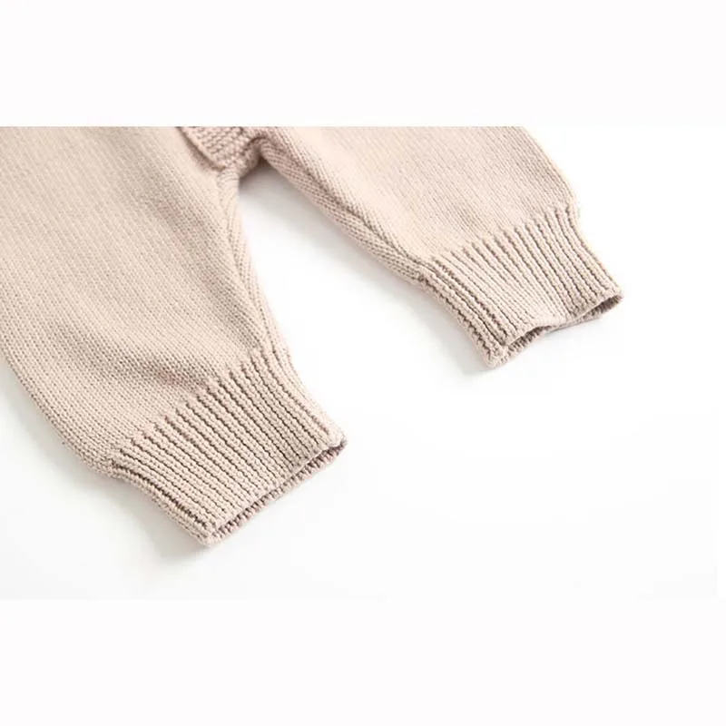 Трикотажный Однотонный свитер с капюшоном и длинным рукавом на