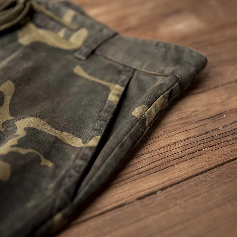 Мужские узкие зауженные брюки карго из саржи с кулиской на талии | Мужская одежда