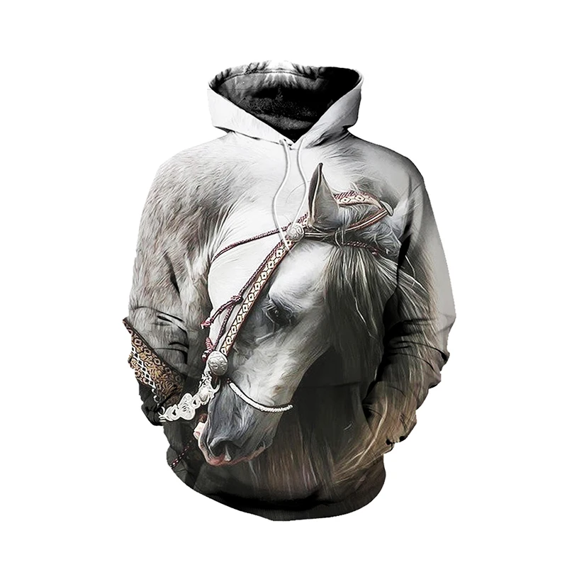 

New Spring Men Hoodies Love Horse 3D Print Hoodies Long Sleeve Fashion hoodies Male Loose Sweatshirt Direct sales