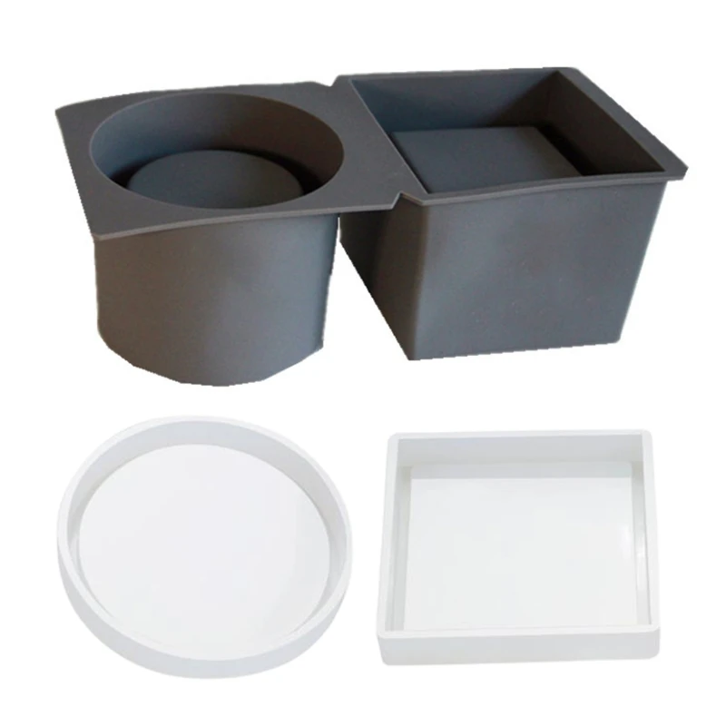 

DIY Crafts Casting Tool Square Round Concrete Flower Pot Tray Silicone Mould Planter Epoxy Resin Mold