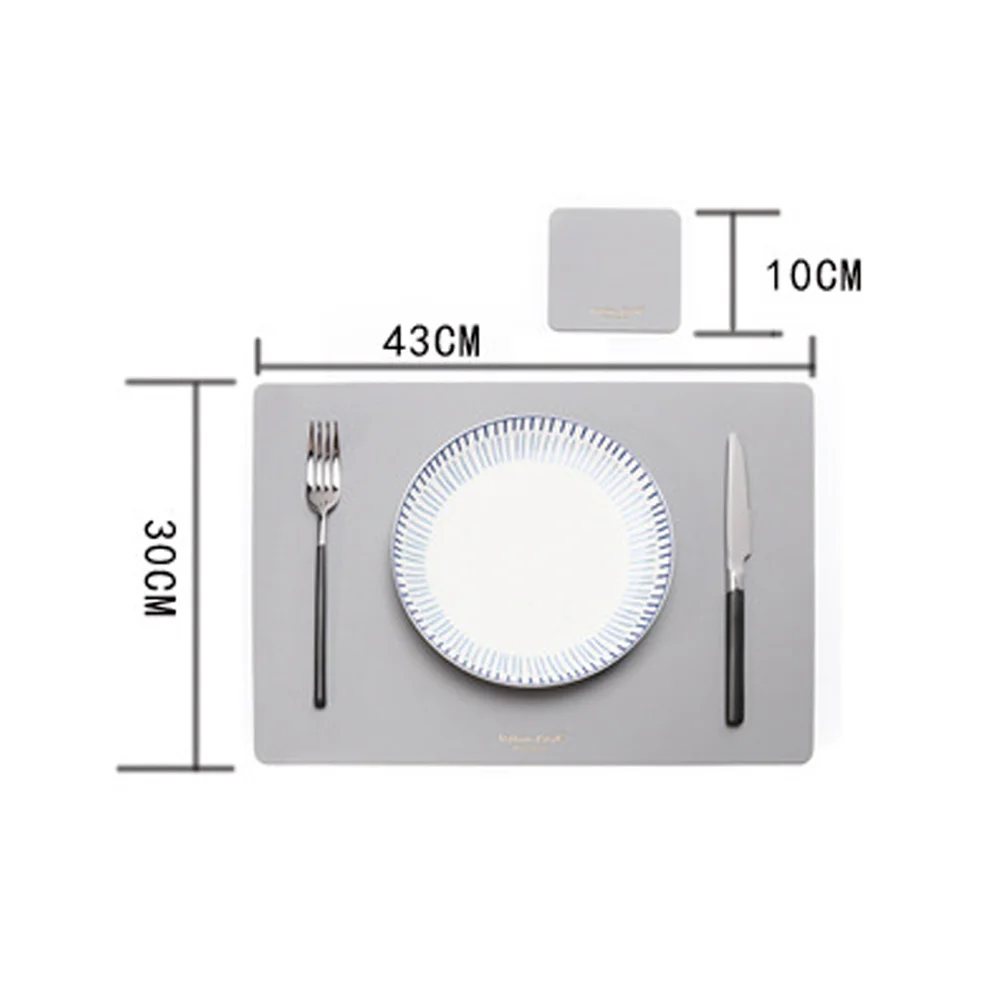 

Household Kitchen Waterproof Heat Insulation Non-slip Anti-scald Thickened PU Leather Tableware Mat Easy To Clean Bowl Mat