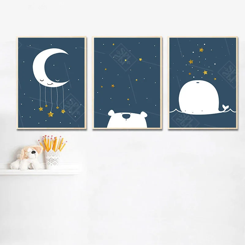Детский тканевый постер с изображением Кита Луны стены художественный принт