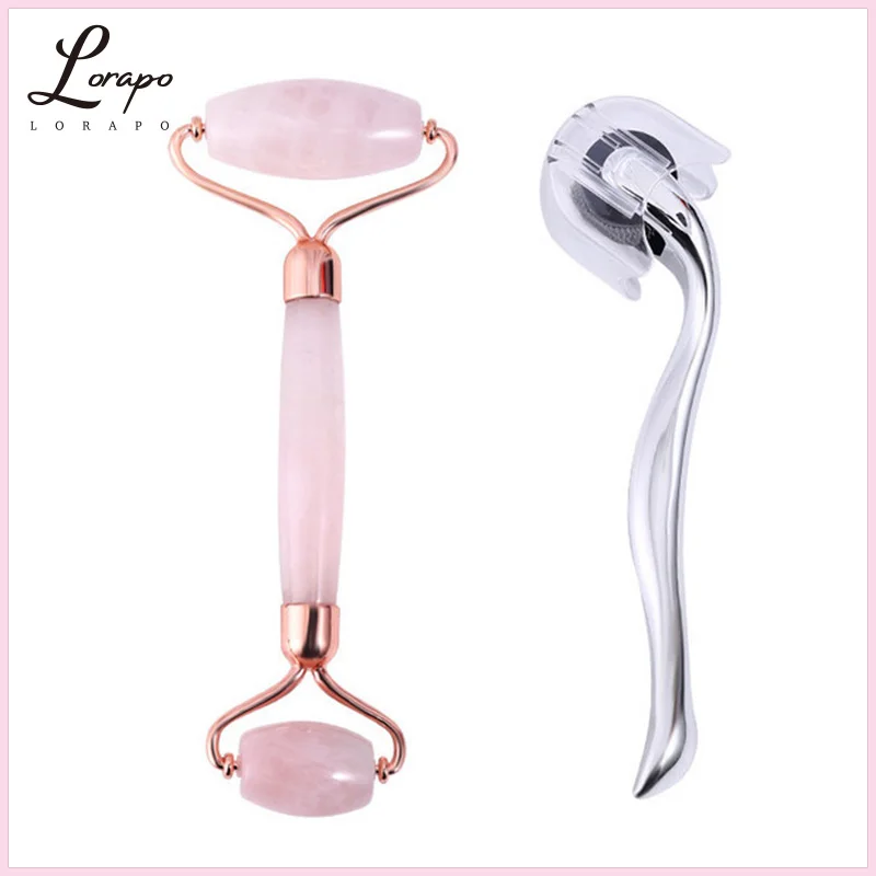 Розовый кварц порошок кристалл нефрит ролик массажер для лица 100% натуральный