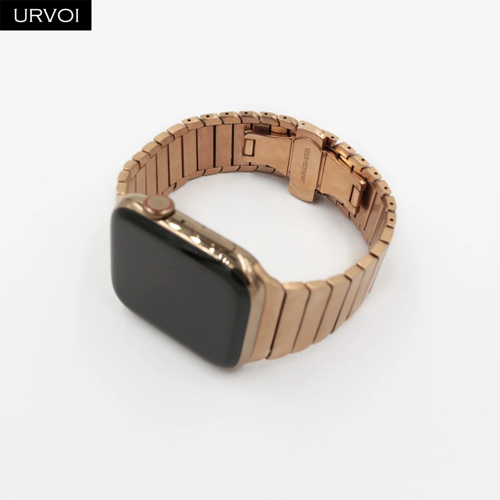 URVOI ремешок для apple watch 4 5 3 2 1 соединяющий ремешок браслета для iWatch 42 44 мм высокого качества из нержавеющей стали регулируемый ремешок Gen.6th