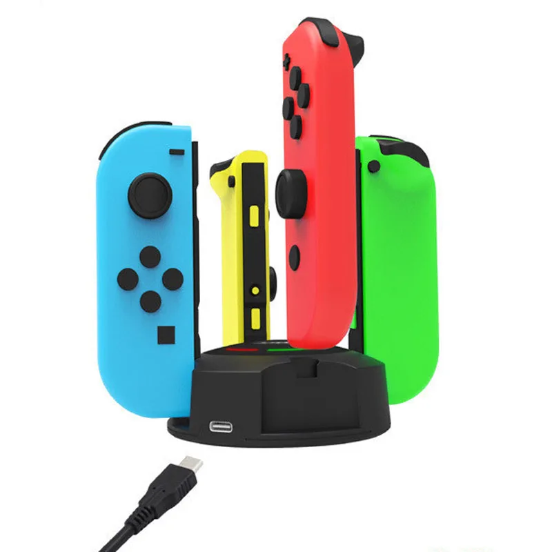 Светодиодный зарядная док-станция Joycon, подставка для 4 зарядных устройств, держатель для nintendo Switch Joy-con, контроллер NS, аксессуары