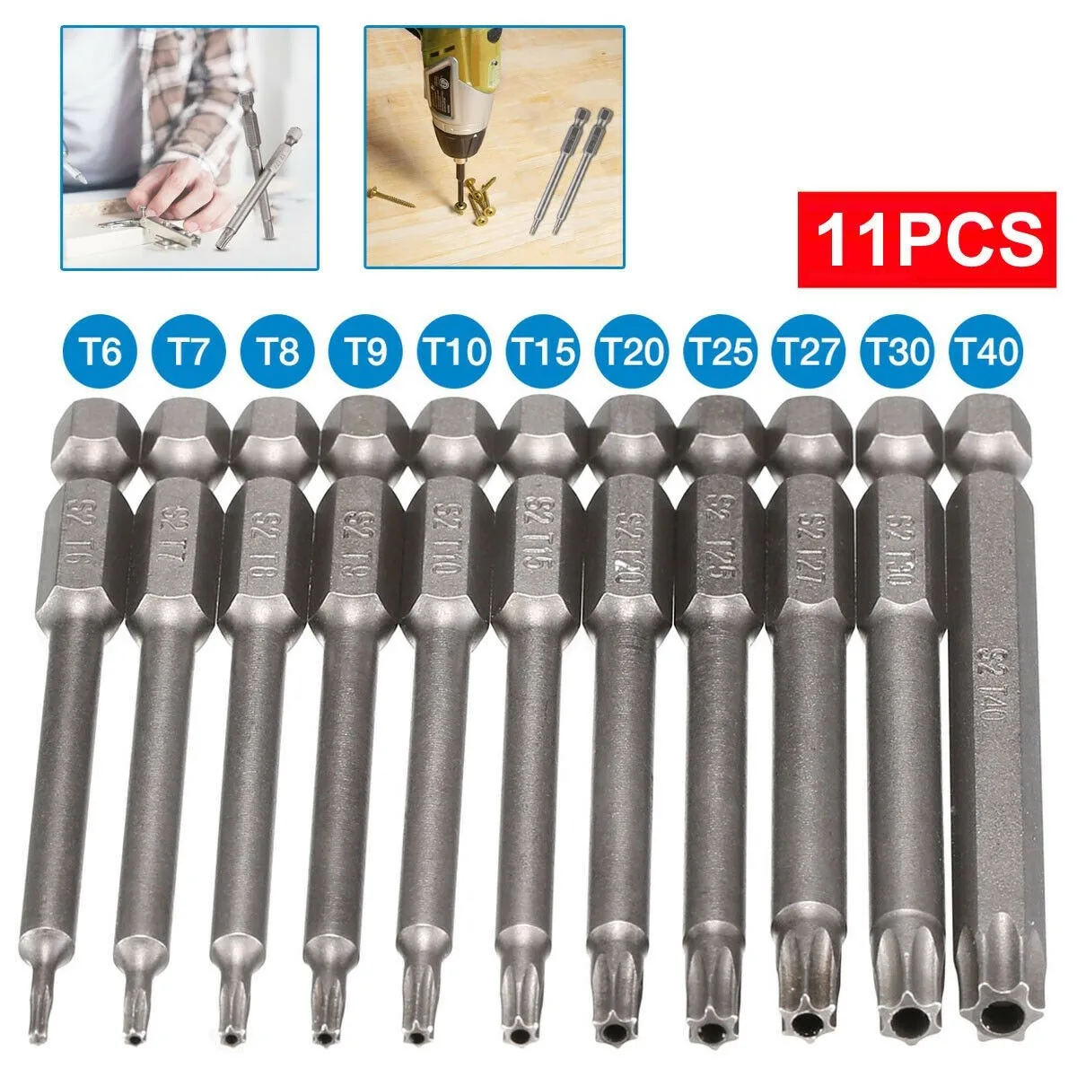 

11pcs 75mm Magnetic Hex Shank Torx Head ScrewDriver Bit Set Professional Precision S2 Steel Driver Nutdrivers Hand Tools