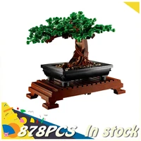 new moc bonsai tree green bush flower grass plant model ornament building blocks bricks diy assembly educational toy for gift