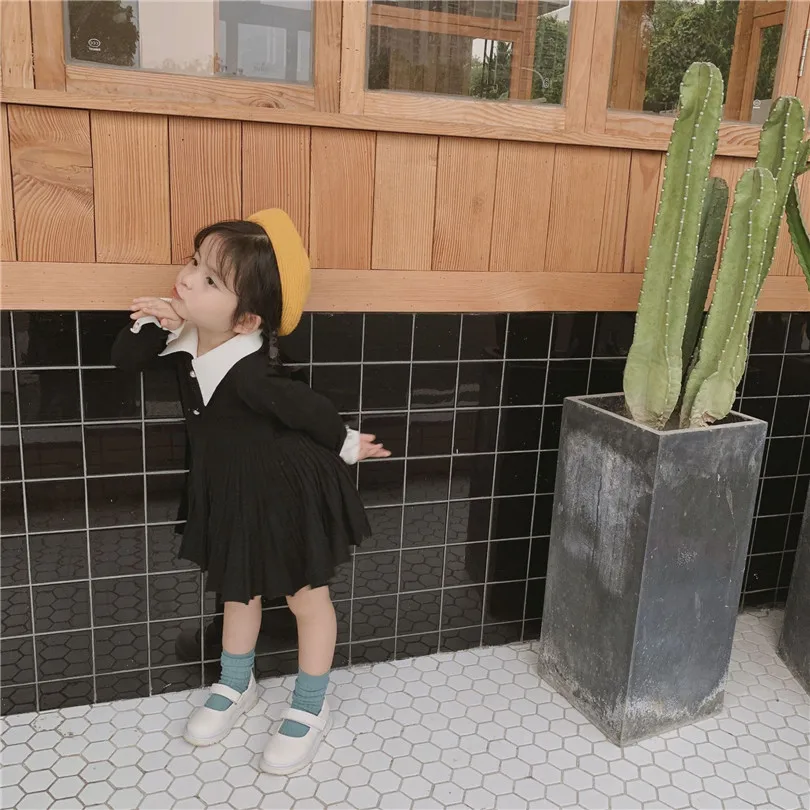 Вязаное платье для малышей сезон осень-зима консервативный стиль маленьких