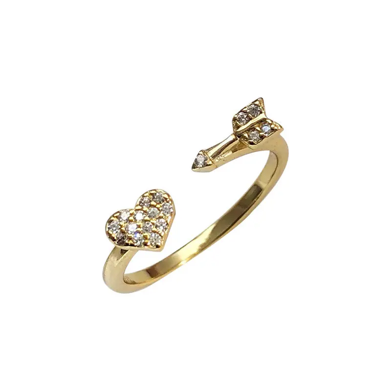 

YC3598R S925 Silver Fashion and Personality Heart Bow and Arrow Adjustable Rings GIRL'S Gift Party WOMEN'S Jewelry Ring 2021