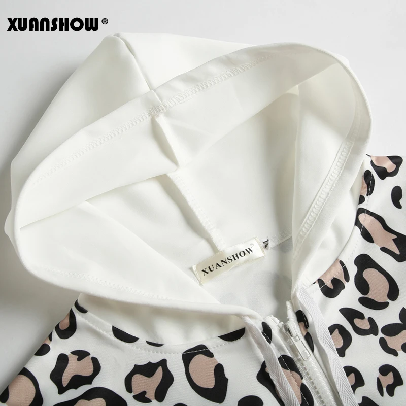 XUANSHOW 2019 Спортивный костюм женский осень мода леопард Распечатать Куртка с