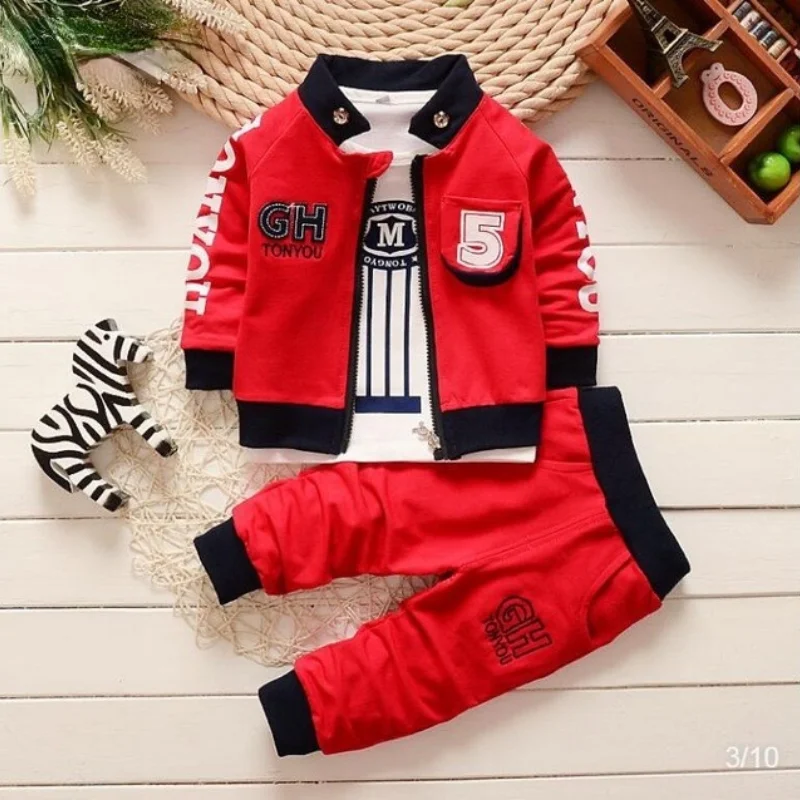 

2021 New Baby Boy Clothing Set Fashion Cotton Hooded Tops+Pants 3pcs Outfits Infnat Boys Tracksuit Newborn Kids Clothes Sets