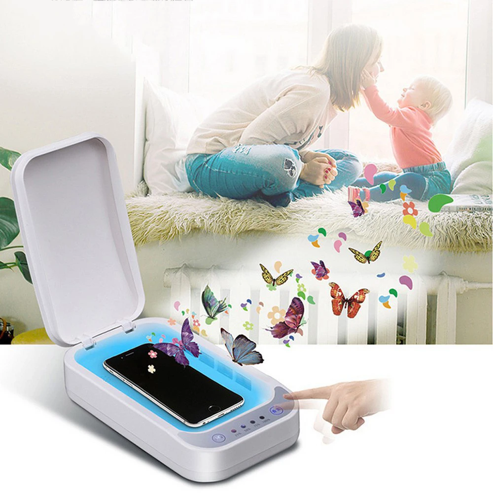 

UV Germicidal Lamp for Mask Mobile Phone Wireless Charger UV Sterilizer Jewelry Sterilization Box Lamp Disinfection Light Box