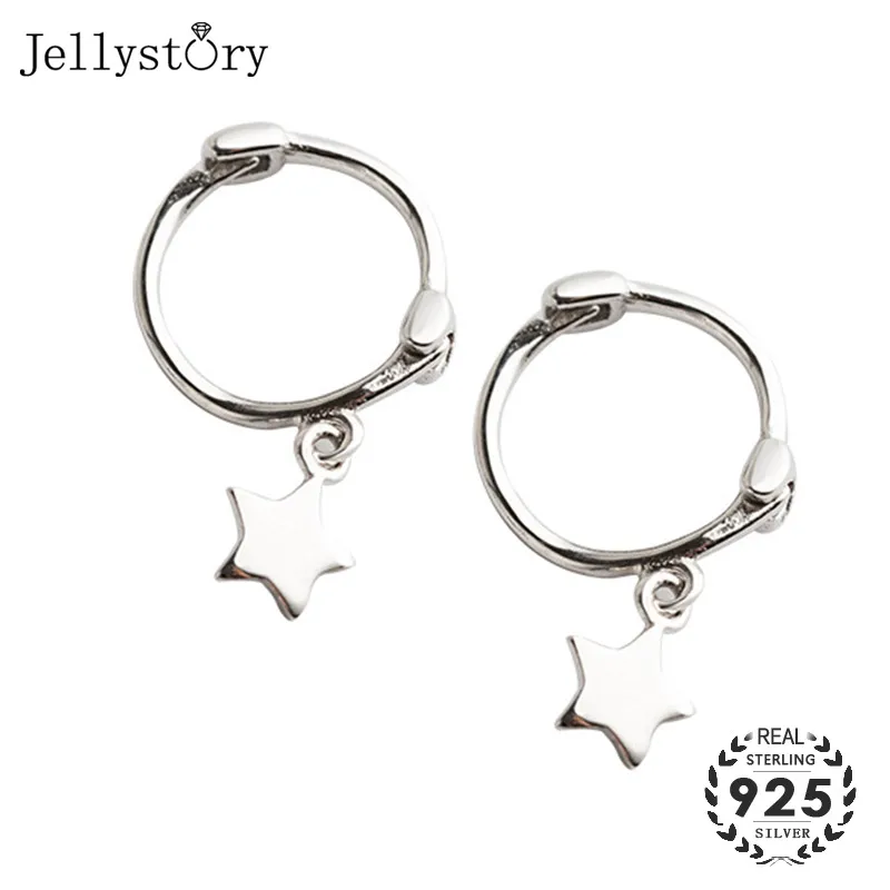 Модные серебряные серьги 925 от Jellystory для женщин кольцо в форме сердца со звездами
