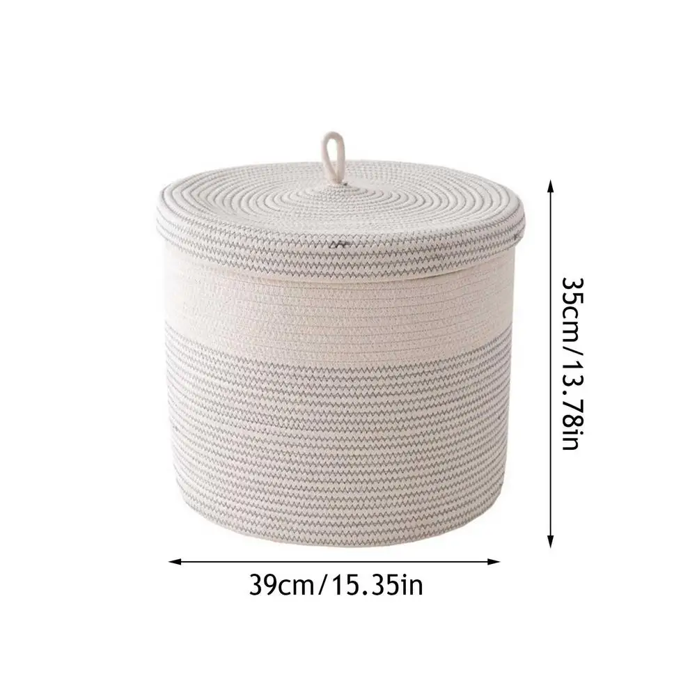 

Multi-functional Cotton Rope Laundry Basket With Lid Convenient Practical Storage Box Container For Cloth Toys Sundries
