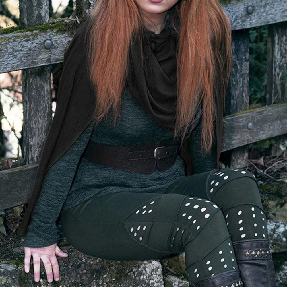 Женские накидки с капюшоном накидка готические ведьмы без рукавов на пуговицах