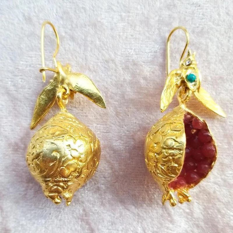Уникальные дизайнерские серьги с золотым гранатом висячие крючком для женщин