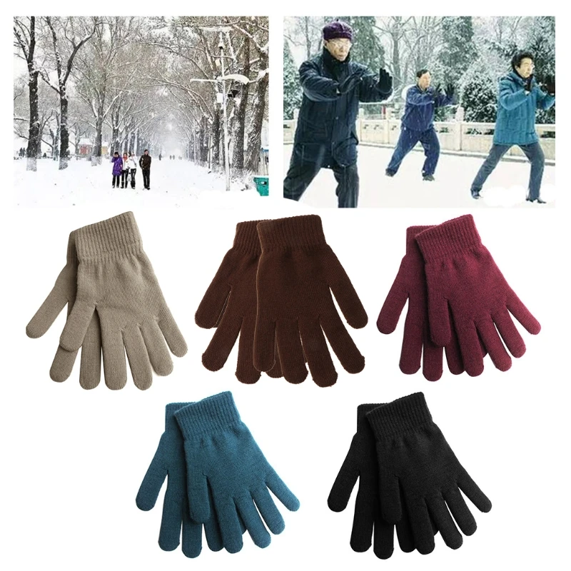 

Перчатки трикотажные в рубчик для мужчин и женщин, базовые однотонные утепленные варежки с плюшевой подкладкой, для зимы