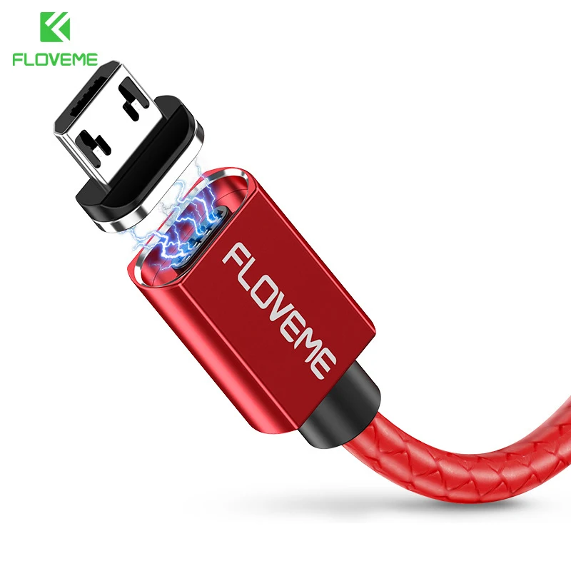 Магнитный кабель FLOVEME Micro USB Type C Lighting для iPhone 1 м 3 А быстрой зарядки магнитное