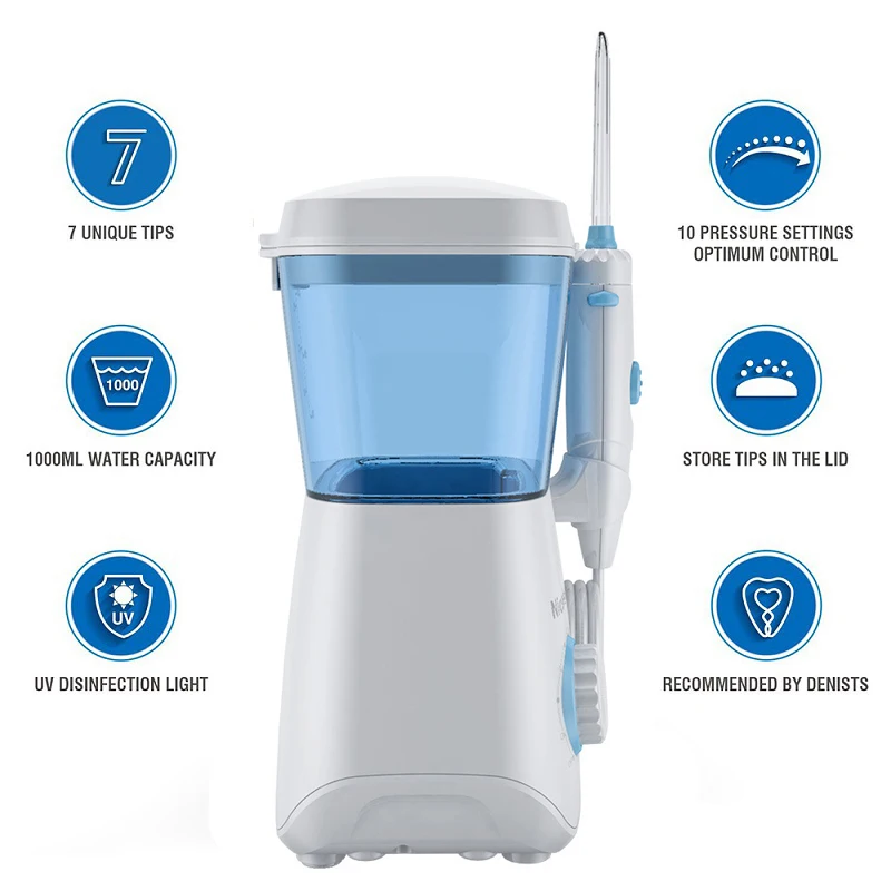 

Nicefeel Flosser Water Floss Oral Irrigator with 8 Jet Tips Oral Hygiene Teeth Cleaner Floss EU Plug