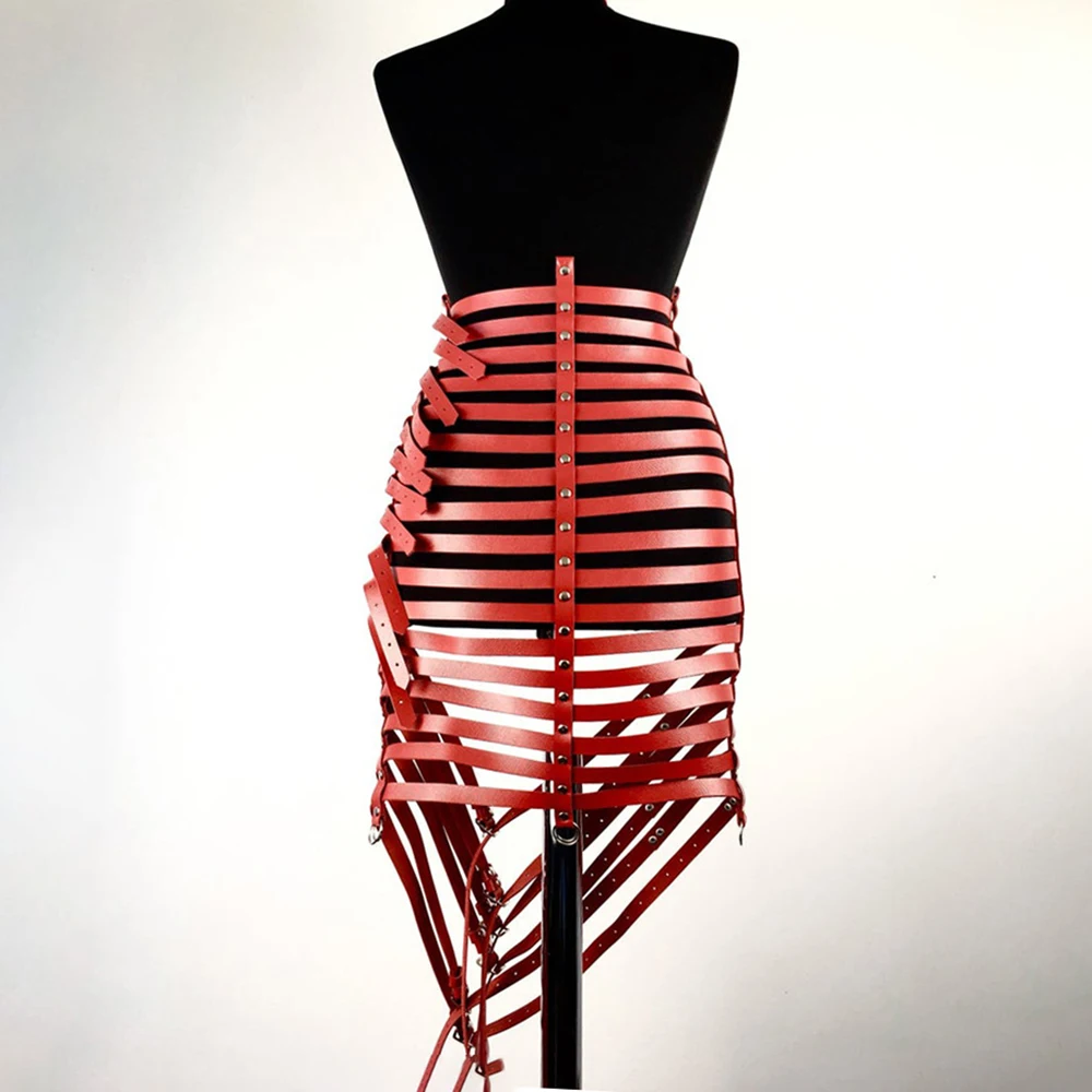 UYEE Harness Skirt Bondage For Women PU Leather Garter Belt Nightclub Lingerie Stockings Belts Buttocks Body Harness Suspenders