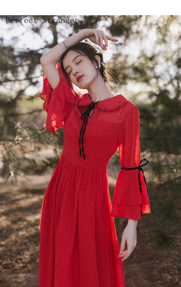 Женский шифоновый длинный рукав в горошек с круглым вырезом|sleeve shirt|sleeve wedding